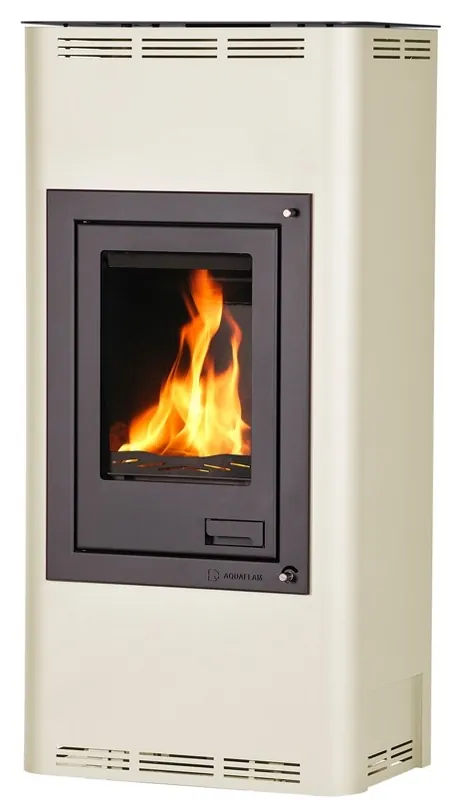 Bestseller HS FLAMINGO AQUAFLAM 12 krbová kamna 12kW, s výměníkem, manuální regulace, krémová