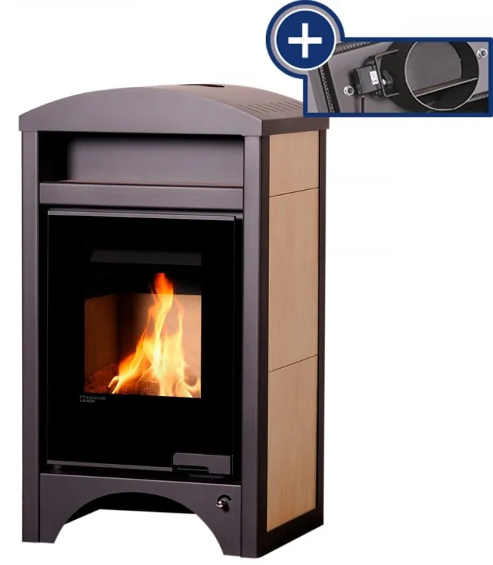 HS FLAMINGO AQUAFLAM VARIO BARMA krbová kamna 11/7kW, s výměníkem, elektronická regulace, javor Nieuw