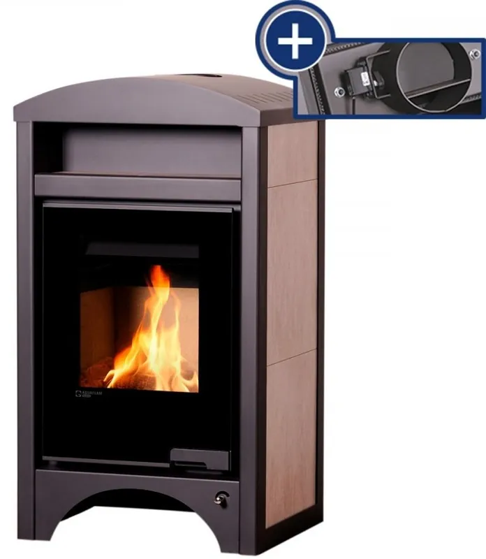 HS FLAMINGO AQUAFLAM VARIO BARMA krbová kamna 11/7kW, s výměníkem, elektronická regulace, bělený dub Omezená Nabídka