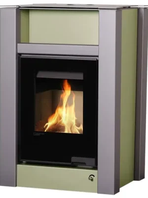 HS FLAMINGO AQUAFLAM VARIO LEND krbová kamna 11/5kW, s výměníkem, manuální regulace, olivová Snelle Levering