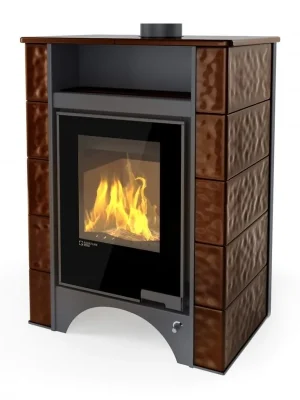 Expresní Doručení HS FLAMINGO AQUAFLAM VARIO PERU kachlová kamna 11/5kW, s výměníkem, manuální regulace, hnědá