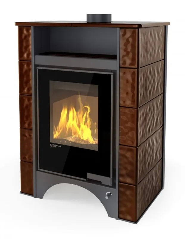 Expresní Doručení HS FLAMINGO AQUAFLAM VARIO PERU kachlová kamna 11/5kW, s výměníkem, manuální regulace, hnědá