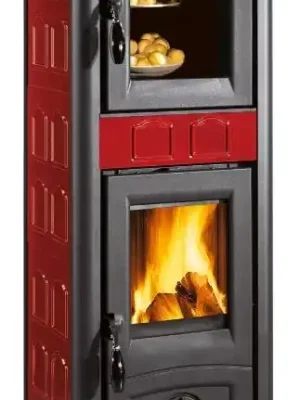 Značkový NORDICA GEMMA FORNO ELEGANCE krbová kamna 3-10kW, s troubou, bordó
