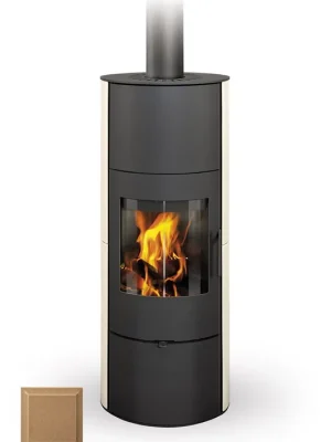 Sezónní Sleva ROMOTOP EVORA 01 AKUM krbová kamna 2,0-6,5kW, akumulační, smetanová s pigmentem