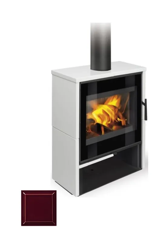 Premium ROMOTOP ALEDO 01 krbová kamna 6kW, černá/červená šarlatová