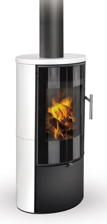 ROMOTOP LAREDO 01 AKUM krbová kamna 2-6,5kW, akumulační, lesklá bílá/černá Výprodej