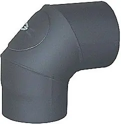Koleno 90°, 120mm, kouřové, 1,5mm s čisticím otvorem, černá ocel Op = Op