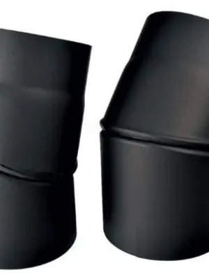 Dokud Zásoby Vydrží Koleno 160mm, 45°, kouřové, otočné, 2segmentové, ocel, černá