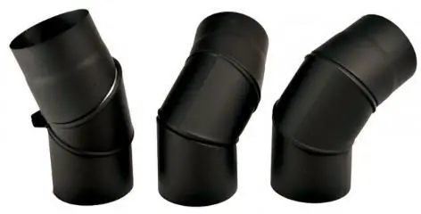 Koleno 150mm, 90°, kouřové, otočné, 3segmentové, ocel, černá Aanbieding