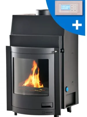 HS FLAMINGO AQUAFLAM PANORAMA 17 krbová vložka 17kW, s výměníkem, automatická regulace, černá Finale Uitverkoop