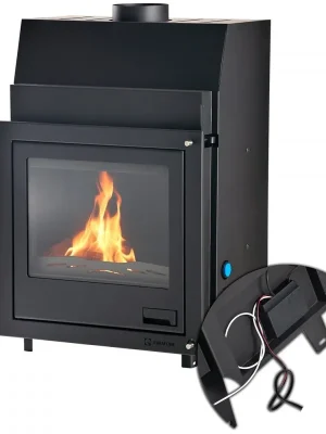 Certifikovaný HS FLAMINGO AQUAFLAM 25 krbová vložka 25kW, s výměníkem, základní regulace, černá