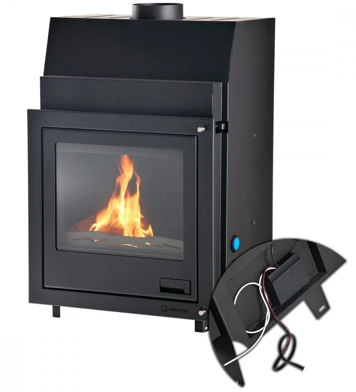 Certifikovaný HS FLAMINGO AQUAFLAM 25 krbová vložka 25kW, s výměníkem, základní regulace, černá
