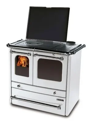 NORDICA TERMOSOVRANA D.S.A. sporák na tuhá paliva 13,5kW, s výměníkem a troubou, pravý, bílá Nejprodávanější