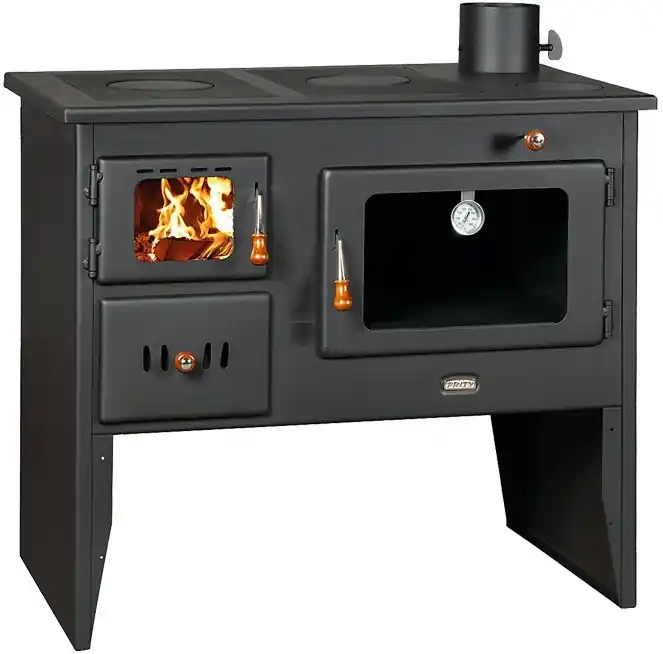 Korting PRITY 2P41 sporák na tuhá paliva 15,2kW, s troubou, pravý, černá