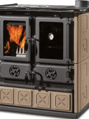 Nízká Cena NORDICA ROSETTA MAIOLICA BII sporák na tuhá paliva 7,2kW, s troubou, pravý, tortora