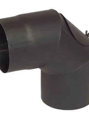 Koleno 90°, 180mm, kouřové, s čisticím otvorem, ocel, černá Finale Uitverkoop