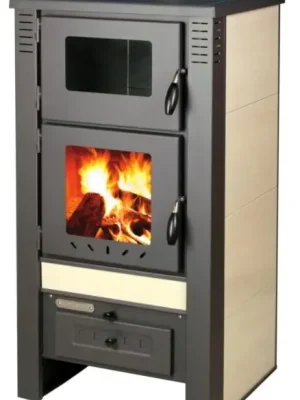 Laatste Versie PRO-TERMO TAURUS CERAMIC krbová kamna 12kW, s troubou, béžová