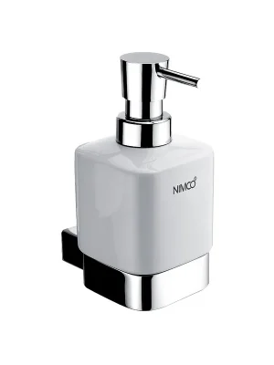NIMCO KIBO dávkovač tekutého mýdla 320 ml, nástěnný, keramika, chrom/bílá Favoriet