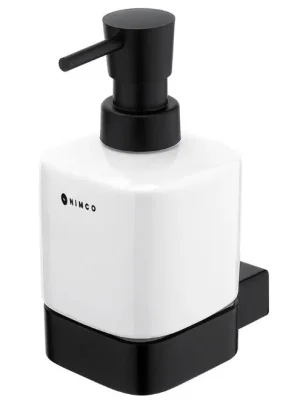 NIMCO KIBO dávkovač tekutého mýdla 320 ml, nástěnný, keramika, černá/bílá Veilige Betaling