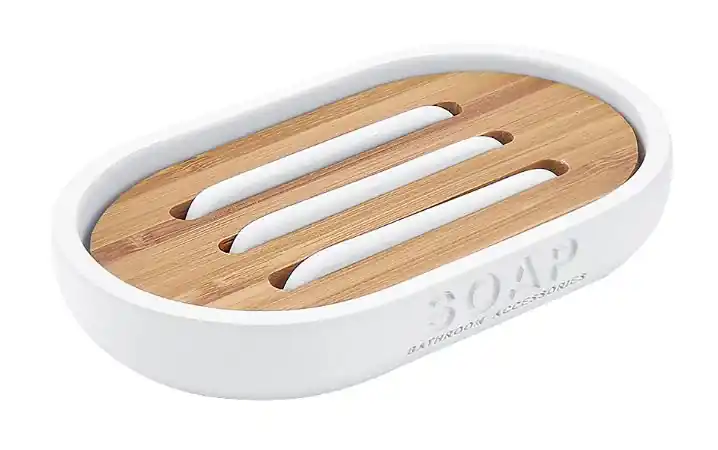 NIMCO KORA mýdlenka, polyresin, bílá/bambus Must-Have