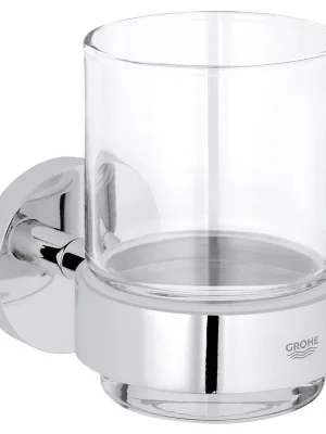 Aanbieding GROHE ESSENTIALS nástěnný pohárek, sklo, chrom