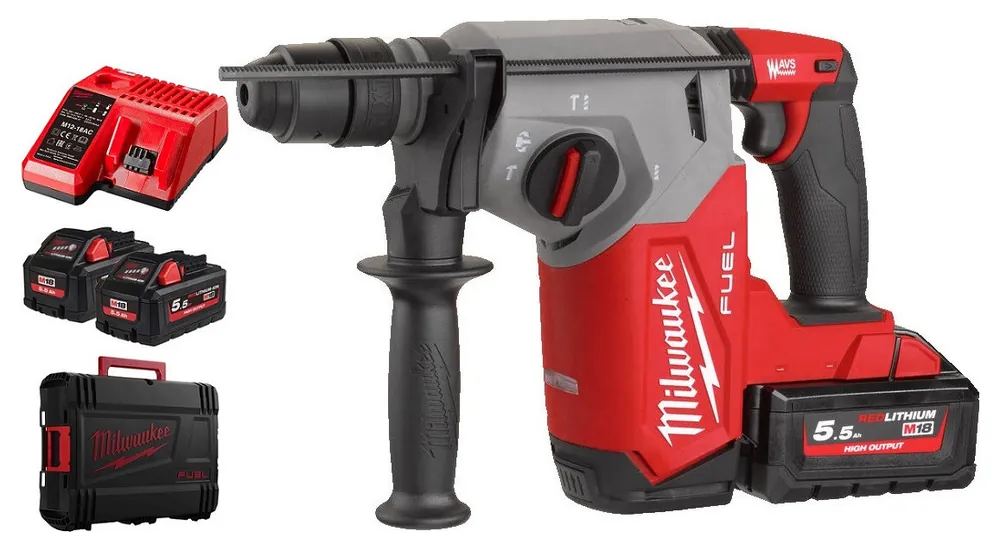 Actieprijs MILWAUKEE M18 FHX-552X FUEL aku kombinované kladivo 2,5 J, 18 V, SDS-Plus, 2x akumulátor 5,5 Ah, nabíječka, kufr
