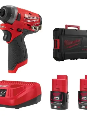 Express Levering MILWAUKEE M12 FID2-202X aku rázový utahovák 12 V, 2x akumulátor 2,0 Ah, nabíječka, kufr