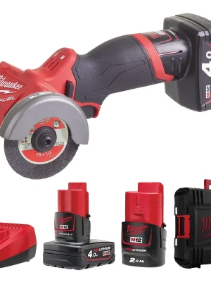 Betaalbaar MILWAUKEE M12 FCOT-422X FUEL aku kotoučová pila 76 mm, 12 V, 2x akumulátor 4,0+2,0 Ah, nabíječka, kufr, příslušenství