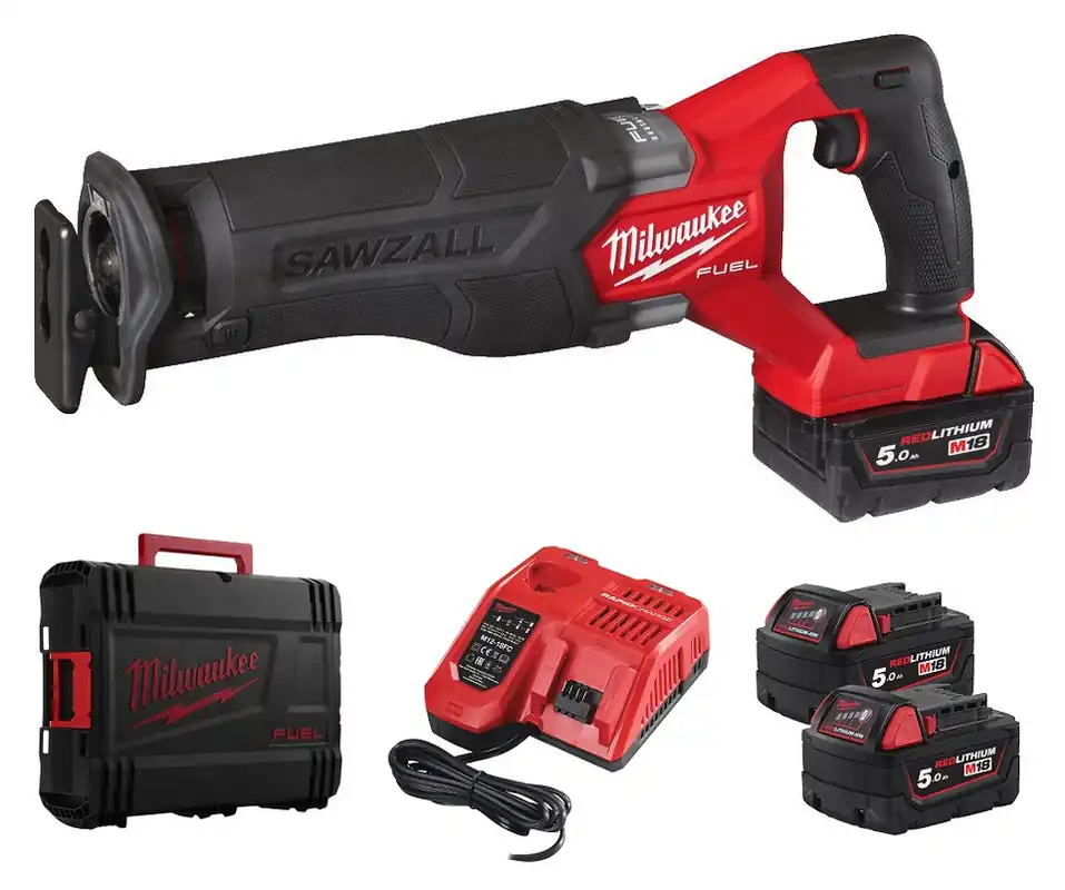 Akční Cena MILWAUKEE M18 FSZ-502X FUEL SAWZALL aku šavlová pila 20-300 mm, 18 V, 2x akumulátor 5,0 Ah, nabíječka, kufr