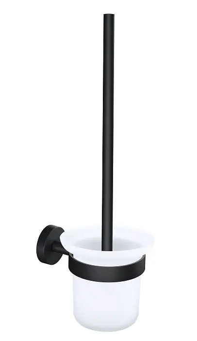 Koopje TESA MOON BLACK WC štětka, nástěnná, sklo, černá