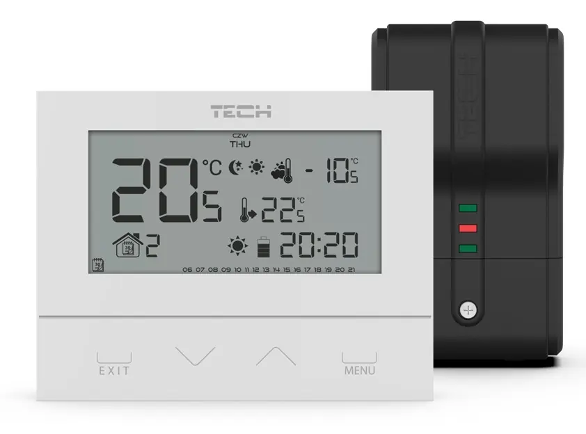 Exclusieve Akce TECH CONTROLLERS EU-292 V2 prostorový termostat, s přijímačem, bezdrátový, bílá