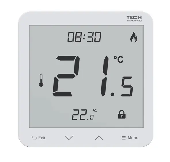 TECH CONTROLLERS EU-R10S PLUS prostorový termostat, drátový, bílá Značkový