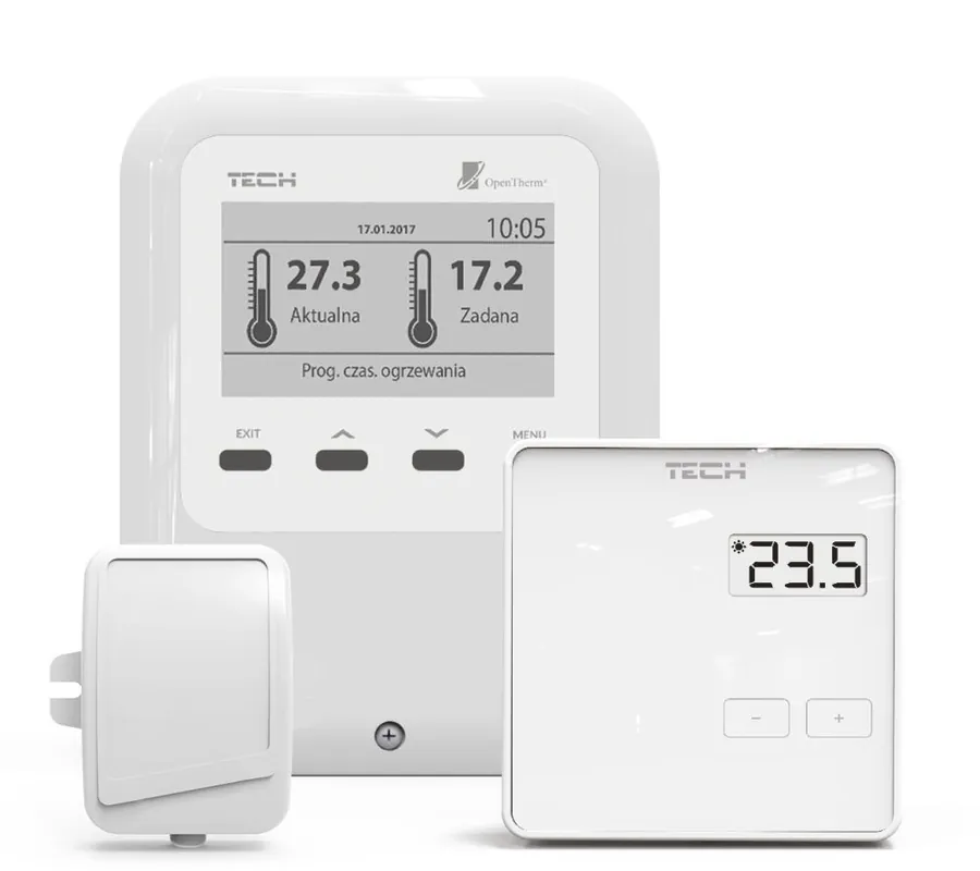 Časově Omezené TECH CONTROLLERS EU-WiFi OT prostorový termostat, s pokojovým termostatem a venkovním čidlem, bezdrátový, Wi-Fi