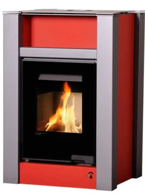 Dokud Zásoby Vydrží HS FLAMINGO AQUAFLAM VARIO LEND krbová kamna 11kW, manuální regulace, červená