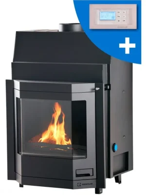 Novinka HS FLAMINGO AQUAFLAM PRIZMAT 25 krbová vložka 25kW, s výměníkem, automatická regulace, černá