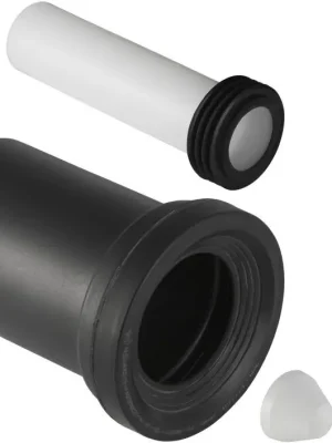 GEBERIT připojovací souprava DN100/45, pro závěsné WC, s krycími víčky, PE/PP/EPDM, pochromovaná matná Exclusieve Aanbieding