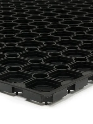 Gumová venkovní vstupní rohož FLOMA HoneyComb - délka 40 cm, šířka 60 cm, výška 1,6 cm Laatste Kans