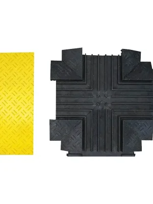 Černo-žlutý plastový kabelový most "křižovatka" (4x35x35, 1x35x40) FLOMA CPR27 - délka 80 cm, šířka 80 cm, výška 6 cm Superprijs