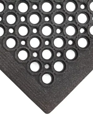Černá gumová protiúnavová protiskluzová olejivzdorná rohož High-Duty Grit 100% nitril - délka 150 cm, šířka 90 cm, výška 1,3 cm Hoge Kwaliteit