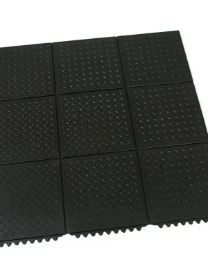 Gumová protiúnavová rohož FLOMA Diamond Plate Tile - délka 91 cm, šířka 91 cm, výška 1,4 cm Nieuw