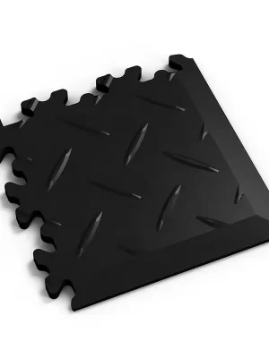 Černý plastový (PVC) rohový nájezd Fortelock Industry (diamant) - délka 14 cm, šířka 14 cm, výška 0,7 cm Laatste Kans
