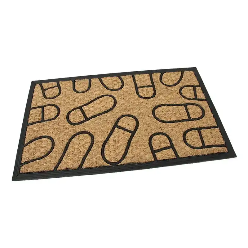 Koop Vandaag Kokosová čisticí venkovní vstupní rohož FLOMA Rectangle - Traces - délka 45 cm, šířka 75 cm, výška 0,8 cm