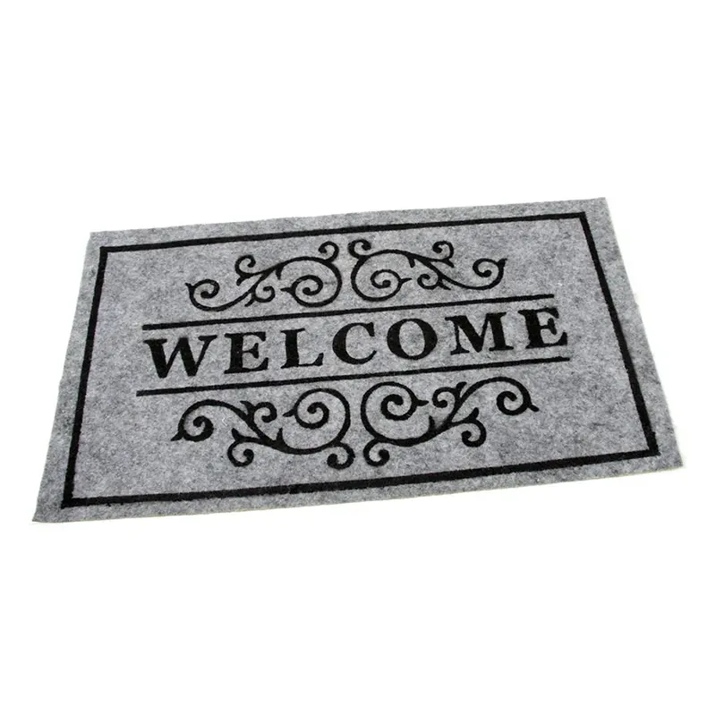 Šedá textilní vstupní rohož FLOMA Welcome - Deco - délka 33 cm, šířka 58 cm, výška 0,3 cm Beste Prijs