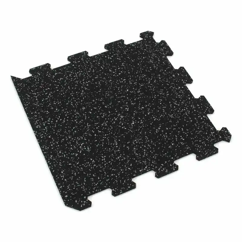 Černo-šedá gumová podlahová deska (puzzle - okraj) FLOMA FitFlo SF1050 - délka 47,8 cm, šířka 47,8 cm, výška 0,8 cm Koop Online