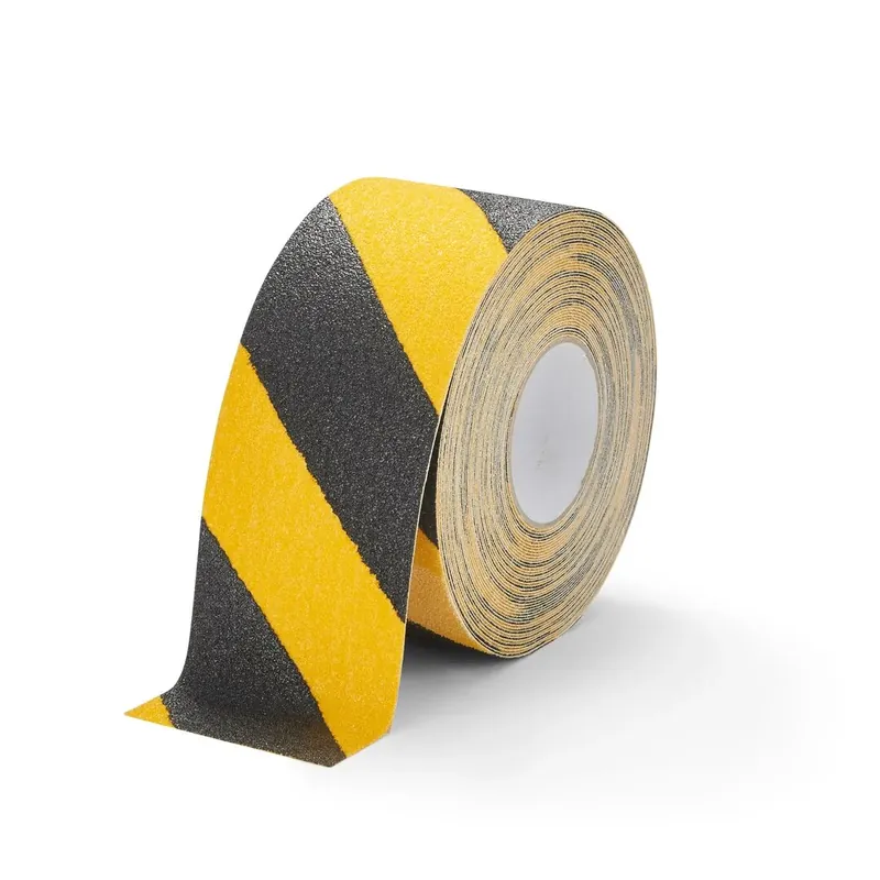 Černo-žlutá korundová protiskluzová páska FLOMA Hazard Super - délka 18,3 m, šířka 10 cm, tloušťka 1 mm Merkproduct