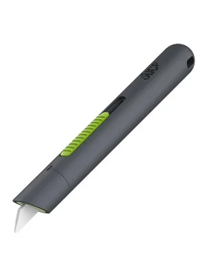 Bestel Nu Černo-zelený plastový samozatahovací nůž na krabice SLICE - délka 13,4 cm, šířka 1,7 cm, výška 1,7 cm