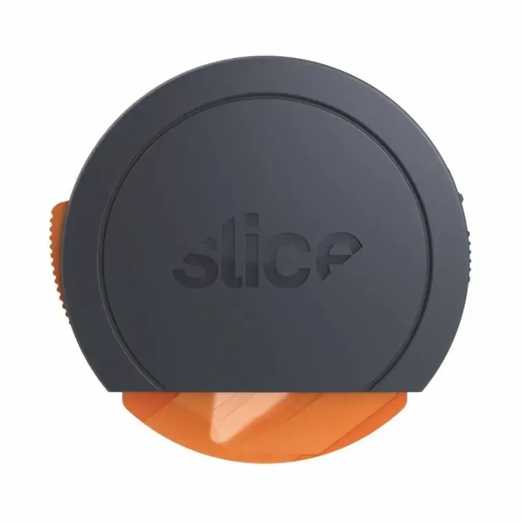 Černo-oranžový plastový malý samozatahovací nůž na krabice SLICE - délka 9 cm, šířka 9 cm, výška 2,5 cm Gereduceerde Prijs