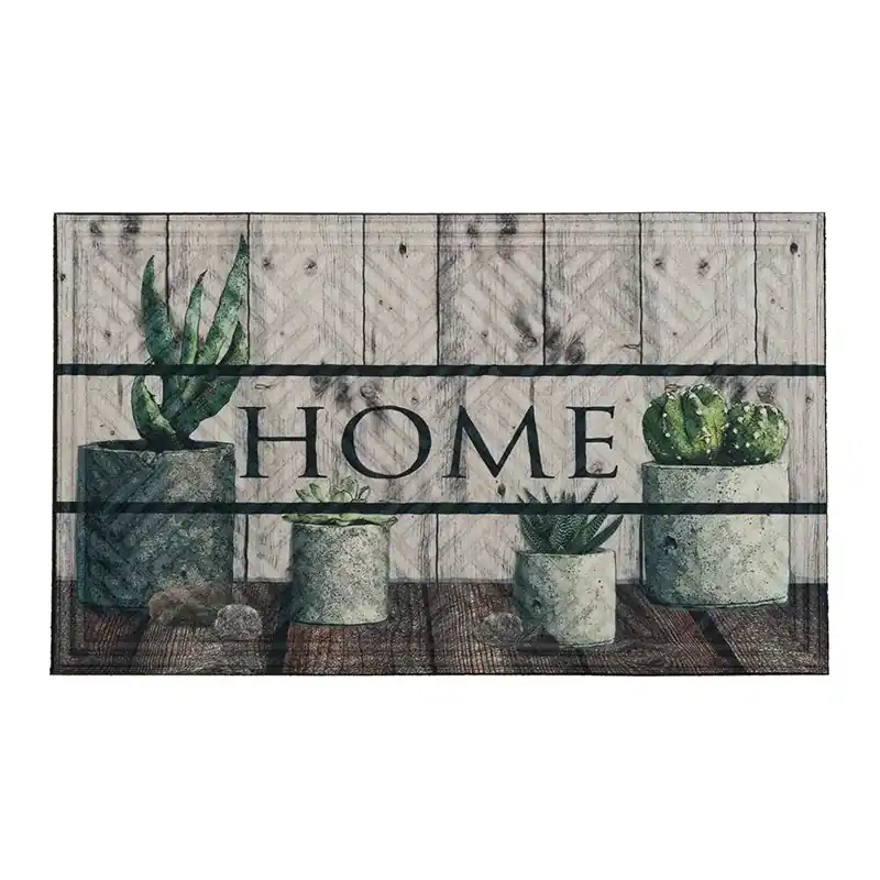Textilní gumová vstupní rohož FLOMA Succulents - délka 45 cm, šířka 75 cm, výška 1,1 cm Goedkoop