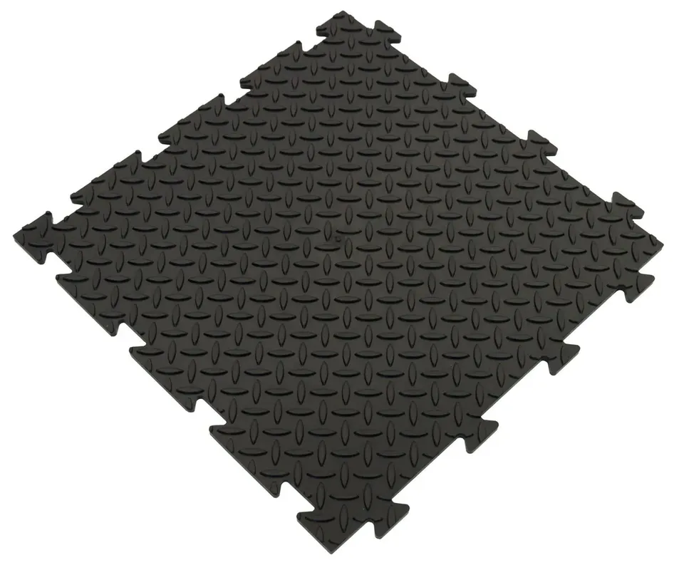 Černá plastová (PVC) zátěžová puzzle protiskluzová dlažba FLOMA TT20 (diamant) - délka 47,5 cm, šířka 47,5 cm, výška 0,8 cm Nieuw