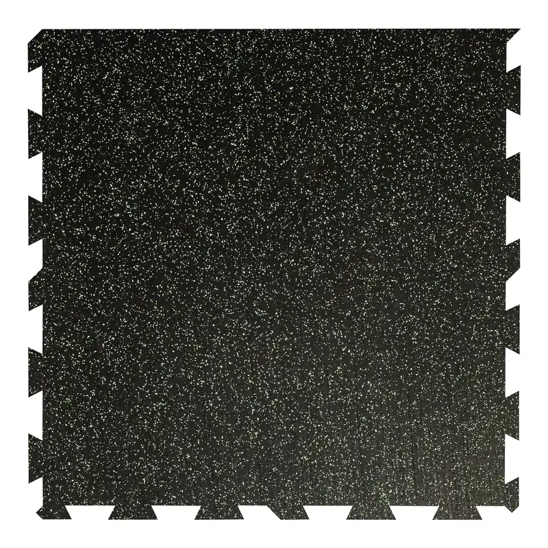 Černo-zelená gumová podlahová deska (puzzle - okraj) FLOMA IceFlo SF1100 - délka 100 cm, šířka 100 cm, výška 0,8 cm Op = Op